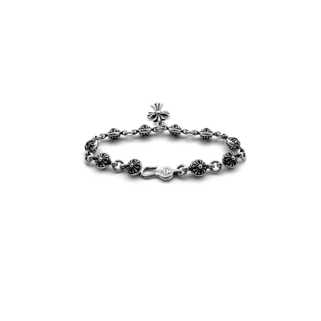Chrome Hearts Silver Cross Ball Tiny E Bracelet
