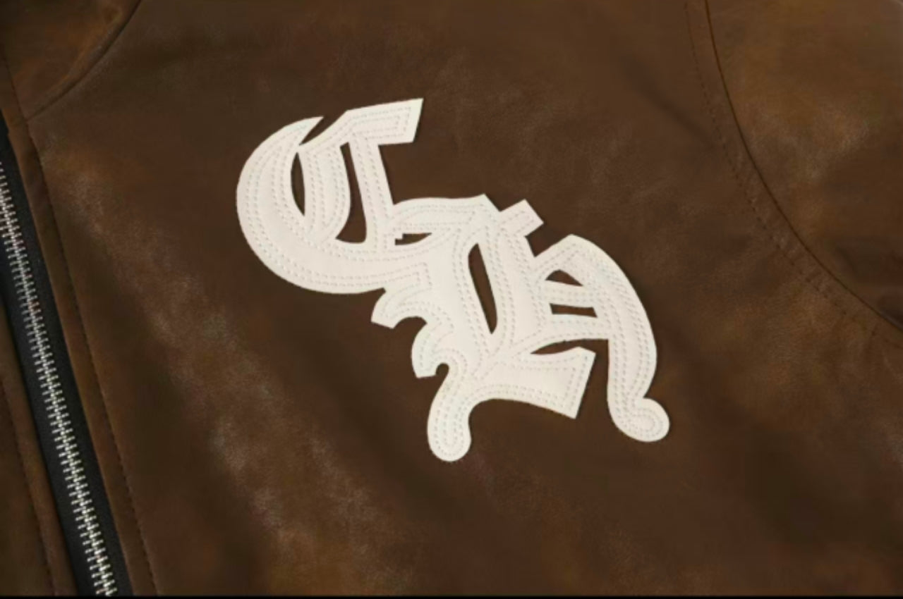 Chrome Hearts Cross Patch Suede Jacket - Brown Gothic Streetwear Outerwear 8833