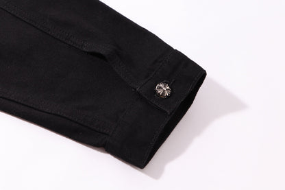 Chrome Hearts Multi Cross Studded Denim Jacket - Black Gothic Streetwear Coat H49